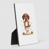 Vintage Cute Dachshund on Toilet Cartoon Bathroom  Fotoplaat (Zijkant)