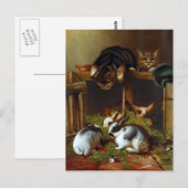 Vintage Cute Rabbits en Kittens Briefkaart (Voorkant / Achterkant)