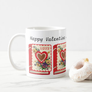 Vintage Cute Valentijn Liefdesboek Hart en Bloemen Koffiemok