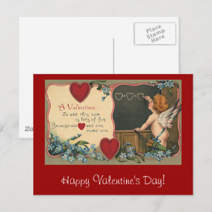Vintage Cute Valentijnsdag, Cherub-leraar Feestdagenkaart