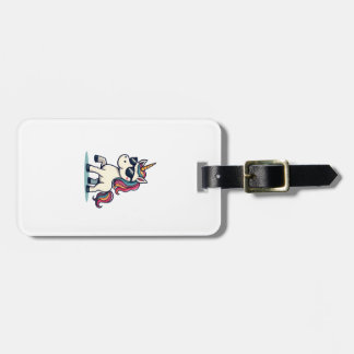 Vintage Dabbing Eenhoorn Regenboog Cartoon Vector  Bagagelabel