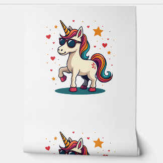 Vintage Dabbing Eenhoorn Regenboog Zonnebril Retro Behang