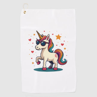 Vintage Dabbing Eenhoorn Regenboog Zonnebril Retro Golfhanddoek