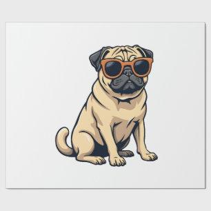 Vintage Dabbing Pug met Zonnebril Grappige Hond Ve Cadeaupapier