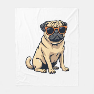 Vintage Dabbing Pug met Zonnebril Grappige Hond Ve Fleece Deken