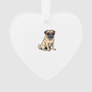 Vintage Dabbing Pug met Zonnebril Grappige Hond Ve Ornament