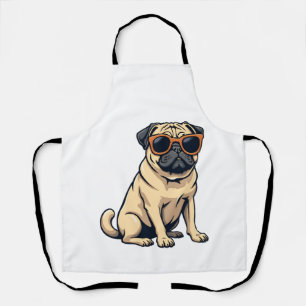 Vintage Dabbing Pug met Zonnebril Grappige Hond Ve Schort