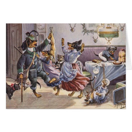 Vintage - Dachshund Familie, (Voorkant Horizontaal)