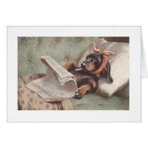 Vintage - Dachshund op de Couch,