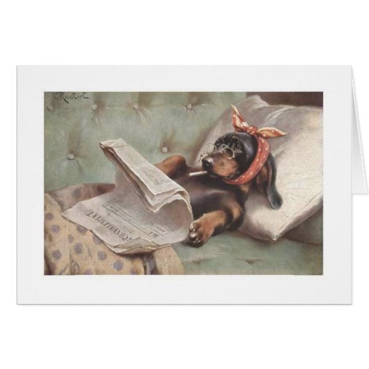 Vintage - Dachshund op de Couch, (Voorkant Horizontaal)