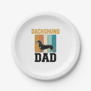 Vintage Dachshund Vader Hond Liefhebber Vector Des Papieren Bordje