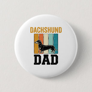Vintage Dachshund Vader Hond Liefhebber Vector Des Ronde Button 5,7 Cm