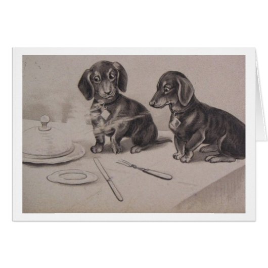 Vintage - Dachshunds Sniff out a Meal, (Voorkant Horizontaal)
