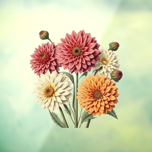 Vintage Dahlia Raamsticker (Vel 3)