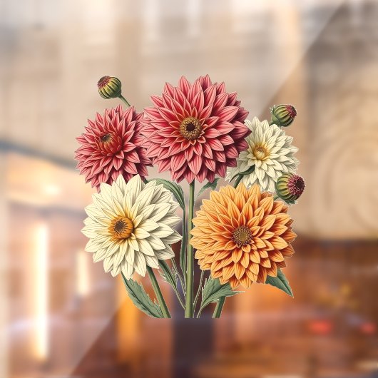 Vintage Dahlia Raamsticker (Vel 2)