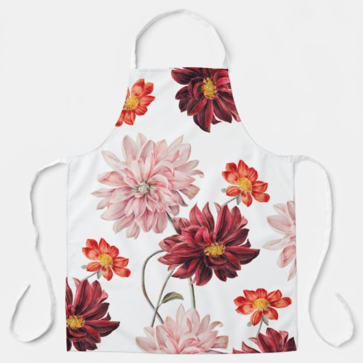 Vintage Dahlias botanisch apron Schort (Voorkant)