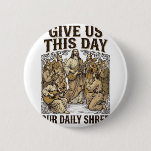 Vintage Daily Shred Religieuze Gitaar Vector Ronde Button 5,7 Cm