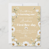 Vintage Daisy Bee Invitation d'anniversaire (Devant)