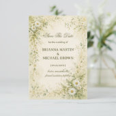 Vintage Daisy Botanisch Save The Date (Staand voorkant)