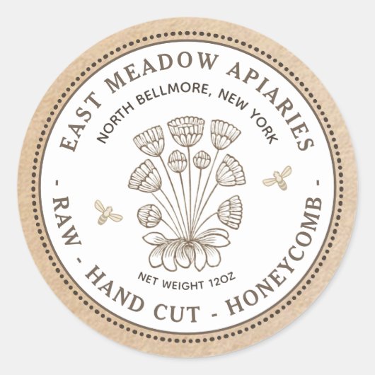 Vintage Daisy et Bee Honeycomb Étiquette sur Kraft (Devant)
