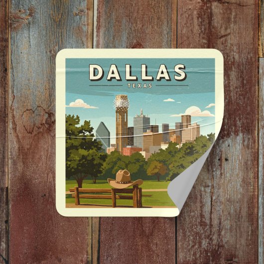 Vintage Dallas Texas Vierkante Sticker