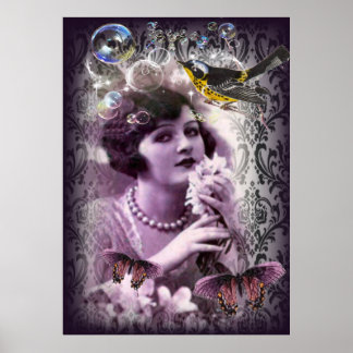 Vintage damask art déco gatsby Flapper Girl