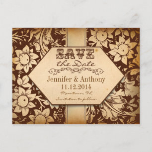 vintage damask brown enregistrer les cartes postal