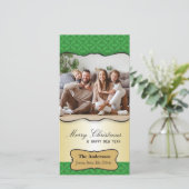 Vintage Damask Carte photo de voeux de Noël (Debout devant)