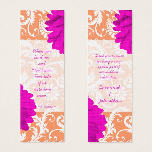 Vintage Damask Gerber Daisy Mariages Tags (Devant & derrière)