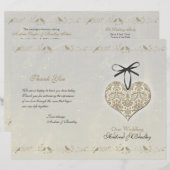 Vintage Damask Heart Wedding Programme (Devant / Derrière)