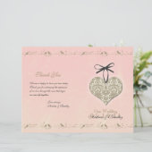 Vintage Damask Heart Wedding Programme (Debout devant)