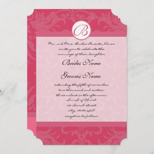 Vintage Damask rose Monogramme Invitations de mari