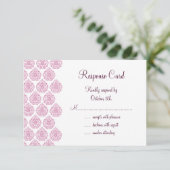 Vintage Damask RSVP (roze) Kaartje (Staand voorkant)