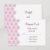 Vintage Damask RSVP (roze) Kaartje (Voorkant / Achterkant)