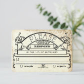 Vintage Damask Typographie moderne Mariage RSVP (Debout devant)