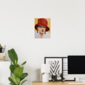 VINTAGE DAME DANS UN CASQUETTE ROUGE, POSTER (Bureau à domicile)
