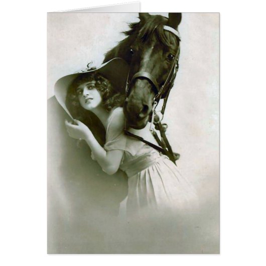 Vintage dame et cheval (Devant)