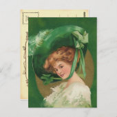 Vintage Dame in Groen Briefkaart (Voorkant / Achterkant)