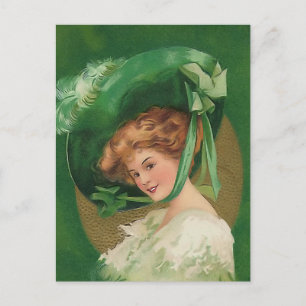Vintage Dame in Groen Briefkaart