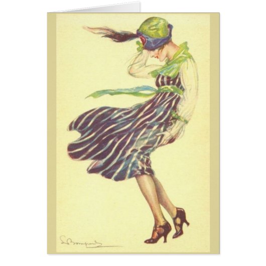 Vintage dame le jour du Vent, (Devant)