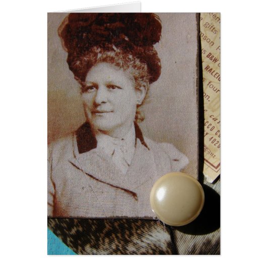 Vintage dame, plumes, bouton (Devant)