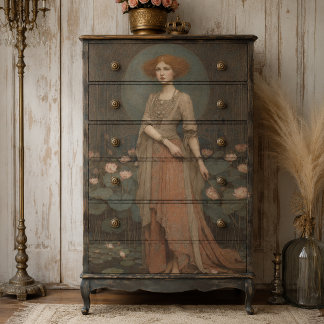 Vintage Dameswaterlelie Decoupage Vloeipapier Tissuepapier