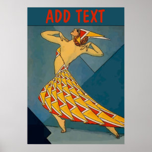 Vintage Dancer, tekst toevoegen en bewerken Poster