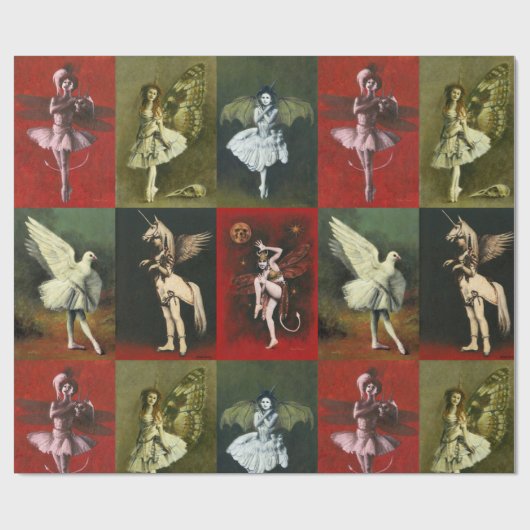 Vintage Dancing Imps Wrapping Paper Cadeaupapier (Vlak)