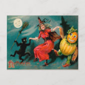 Vintage Dansende Witch Halloween Briefkaart (Voorkant)