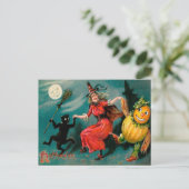 Vintage Dansende Witch Halloween Briefkaart (Staand voorkant)
