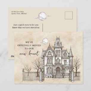 Vintage Dark Academia Nieuwe Spokenhuis Verhuizing Briefkaart
