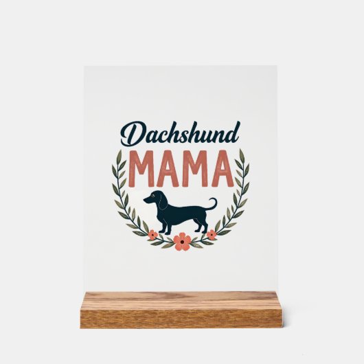 Vintage Daschund Mama Bloemige Hond Liefhebber Vec Acryl Bord (Voorkant)