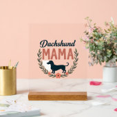 Vintage Daschund Mama Bloemige Hond Liefhebber Vec Acryl Bord (Huwelijk)