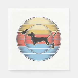 Vintage Daschund Retro Zonsondergang Hond Shirt On Servet
